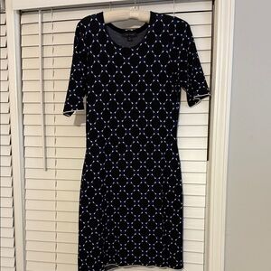 Ann Taylor Navy and White Circle Pattern Mini Dress
